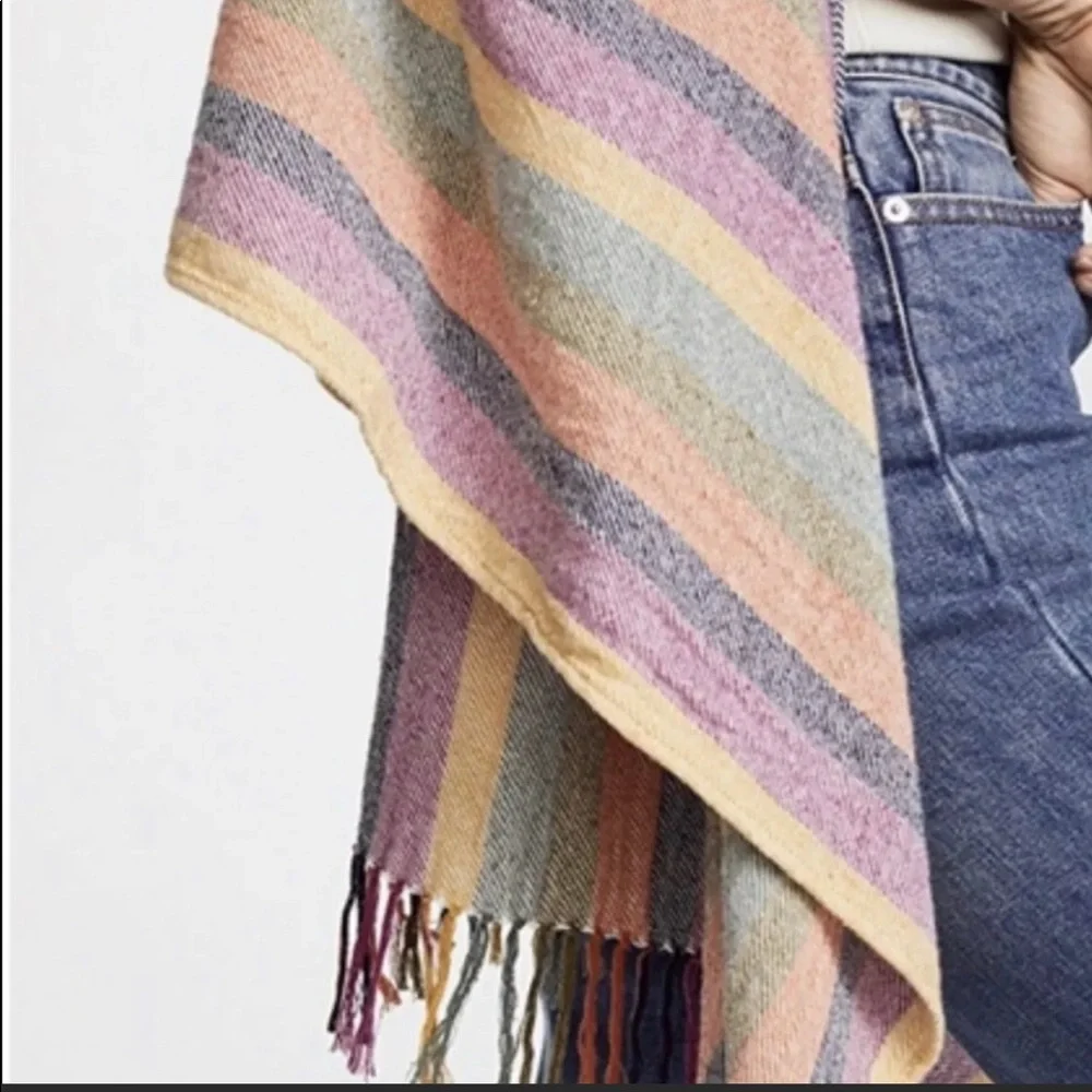 Madewell Silk Rainbow Stripe Cape Scarf NWT